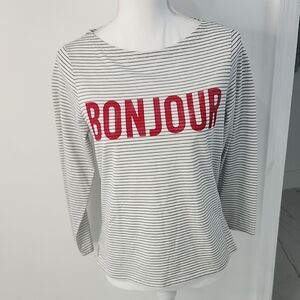 Bonjour Striped Long Sleeve Top - Red and White